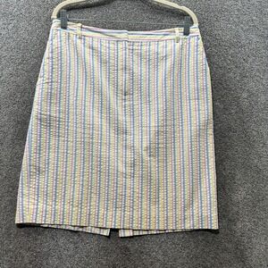 Brooks Brothers Striped Seersucker Skirt 12 Rainbow Summer Beach Preppy Pockets‎